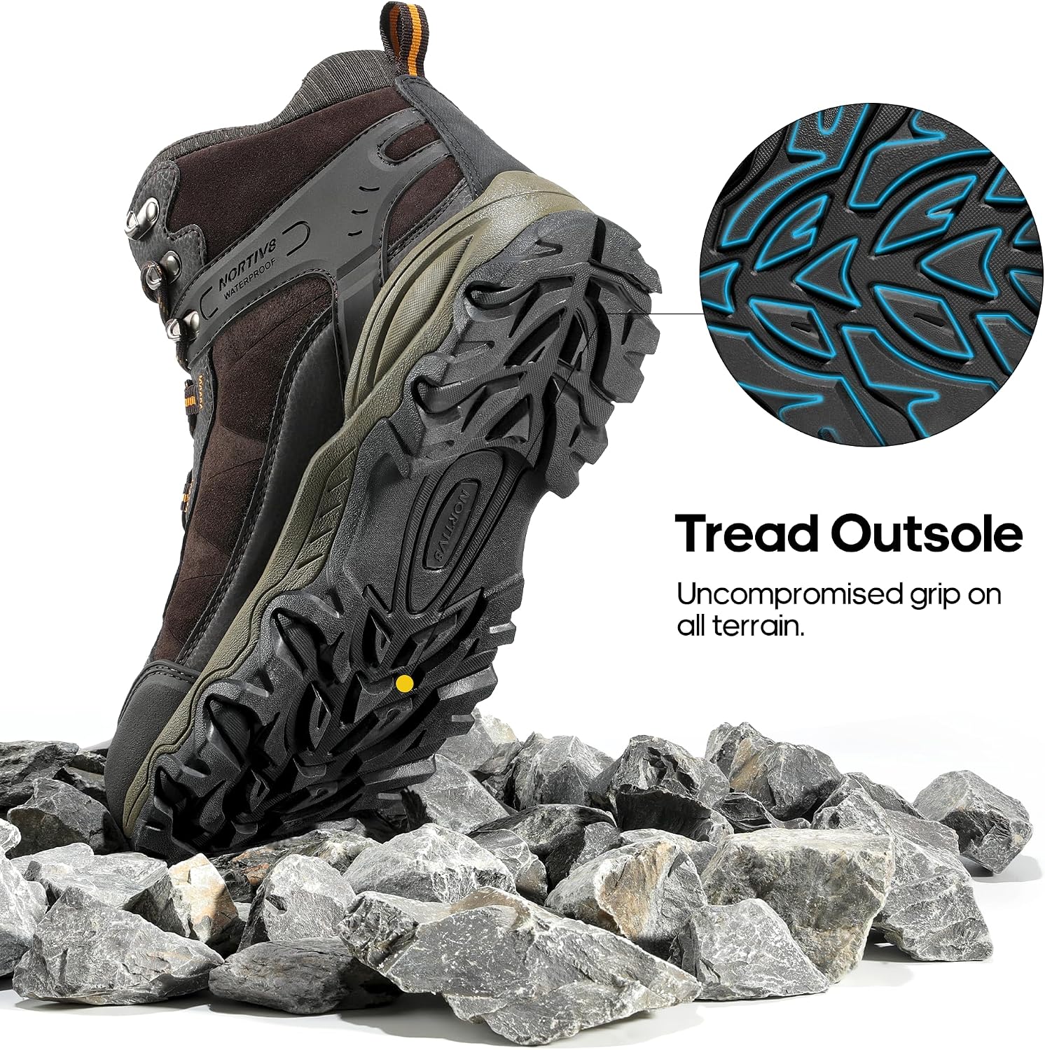 Detalle de NORTIV 8 Men’s Waterproof Mid Hiking Boots, Paladin Outdoor Trekking Shoes