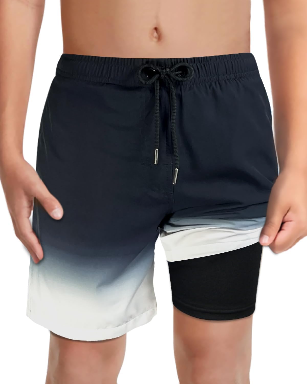 Detalle de LUCOWEE Boys Swim Trunks with Soft Compression Liner – Quick-Dry UPF 50+