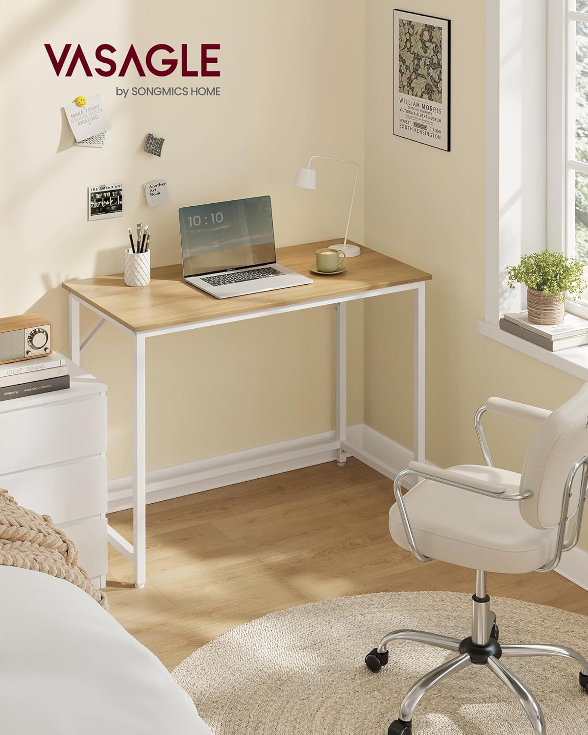 Detalle de VASAGLE Computertisch LWD041W70V2 – 100 x 50 cm Tischplatte für Büro, Arbeitszimmer & mehr