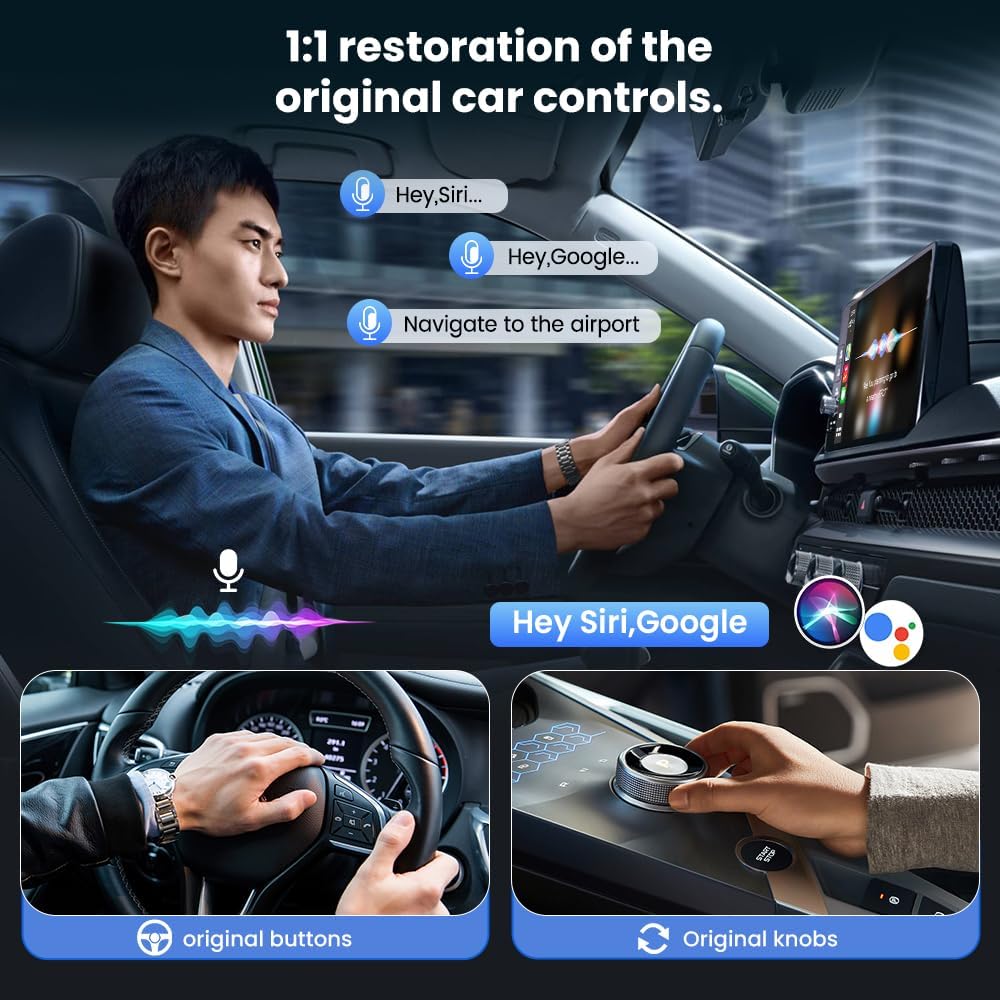 Detalle de Carlinkit MINI-Ultra Adapter: Wireless CarPlay & Android Auto, USB-A/USB-C