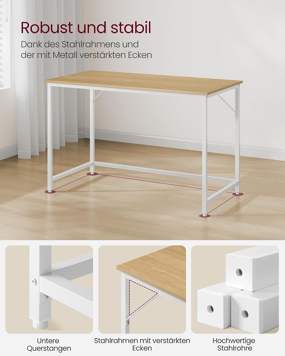 Detalle 2 de VASAGLE LWD039W70V1 Schreibtisch 120×60×76 cm
