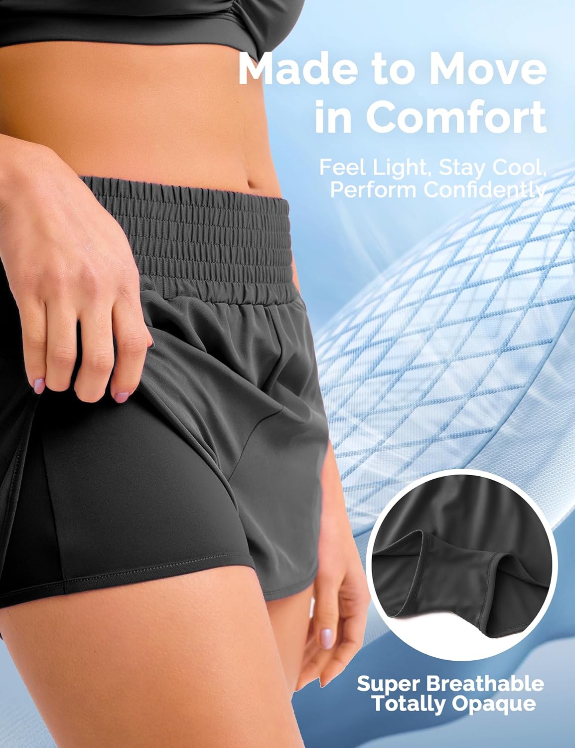 Thumbnail 6 de Yogaration Pantaloncini Palestra Donna: shorts running con tasche zip, comfort high-fit per allenamento