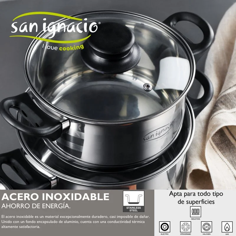 Thumbnail 2 de San Ignacio Toledo: Batería de Cocina 8 Piezas + Optimum Plus Set de 3 Sartenes