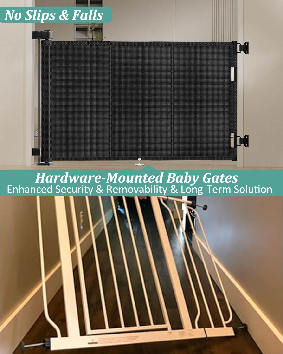 Detalle de Miumoon 71in Retractable Baby Gate 34in Tall