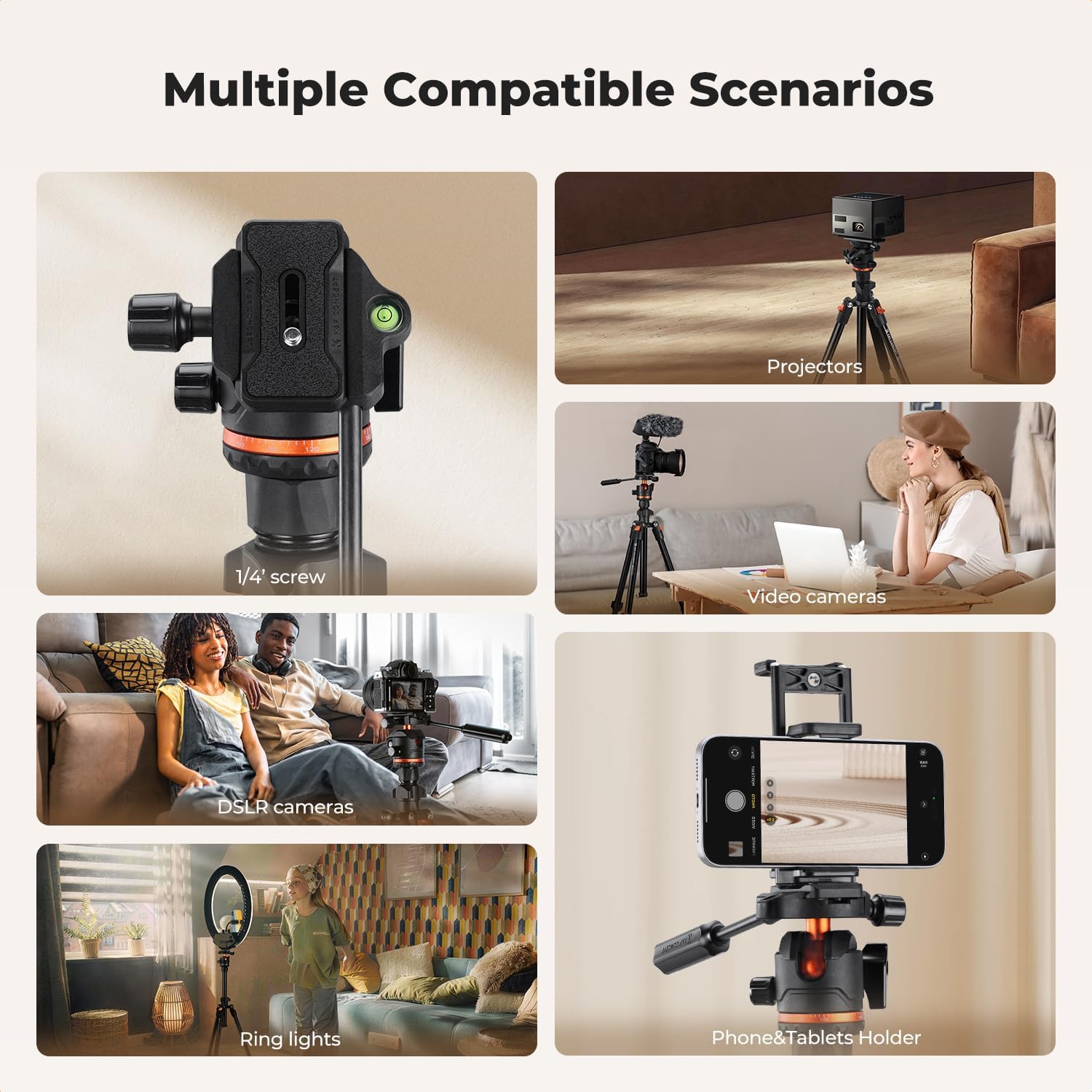 Thumbnail 6 de K&F CONCEPT 71"/182cm Camera Tripod with Handle and Tilt Limiter