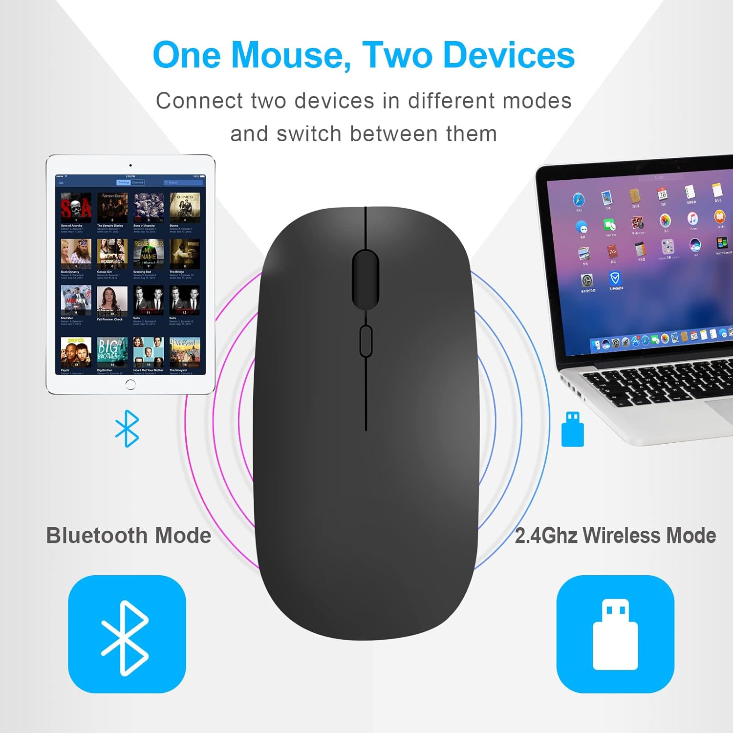 Thumbnail 2 de LEAPEST Wireless Bluetooth Mouse 2.4 GHz 🖱