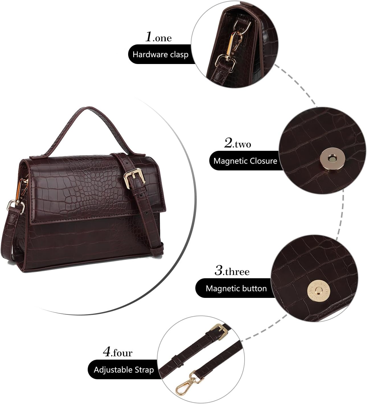 Detalle 1 de AFKOMST small hobo bag with crocodile look 20cm