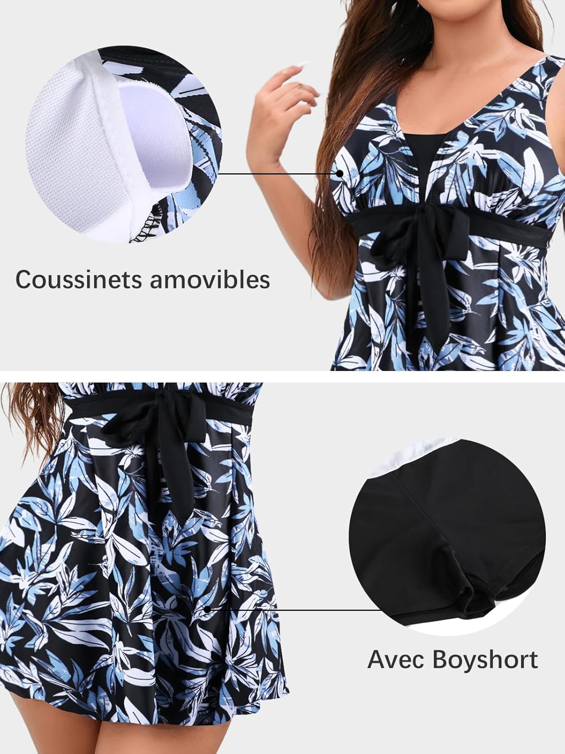Thumbnail 5 de Ecupper Maillot de Bain Une Pieces Femme Retro with Volanté et Contrôle du Ventre