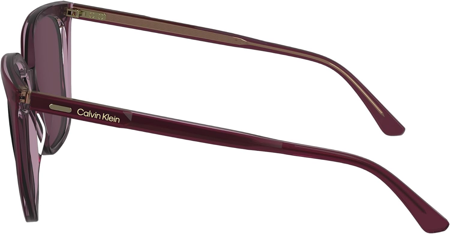 Detalle de Calvin Klein Damen-Sonnenbrille aus Acetat – rechteckige Form, verstellbare Bügel und RX-tauglich