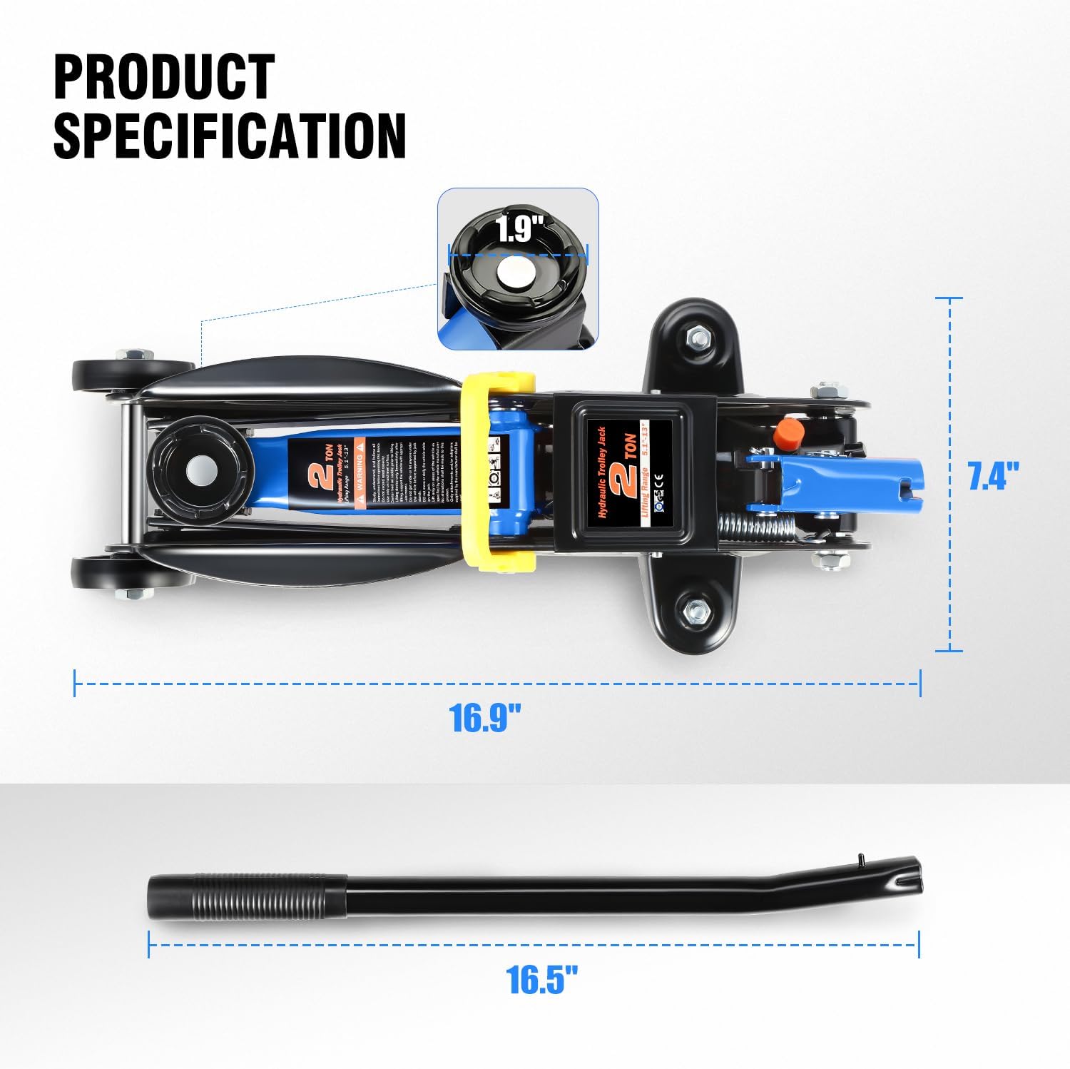 Detalle 2 de DNA Motoring TOOLS-00474 2 Ton Hydraulic Jack 🛠