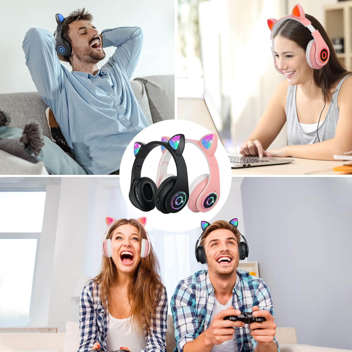 Thumbnail 6 de Sendowtek Wireless Headphones for Kids with Cat Ear Lights