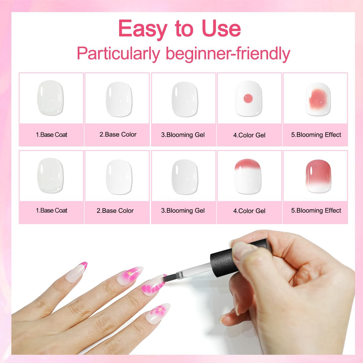 Thumbnail 2 de JODSONE Clear Blooming Gel 10 ml : gel UV LED “blooming” pour dégradés marbre, aquarelle et fleurs