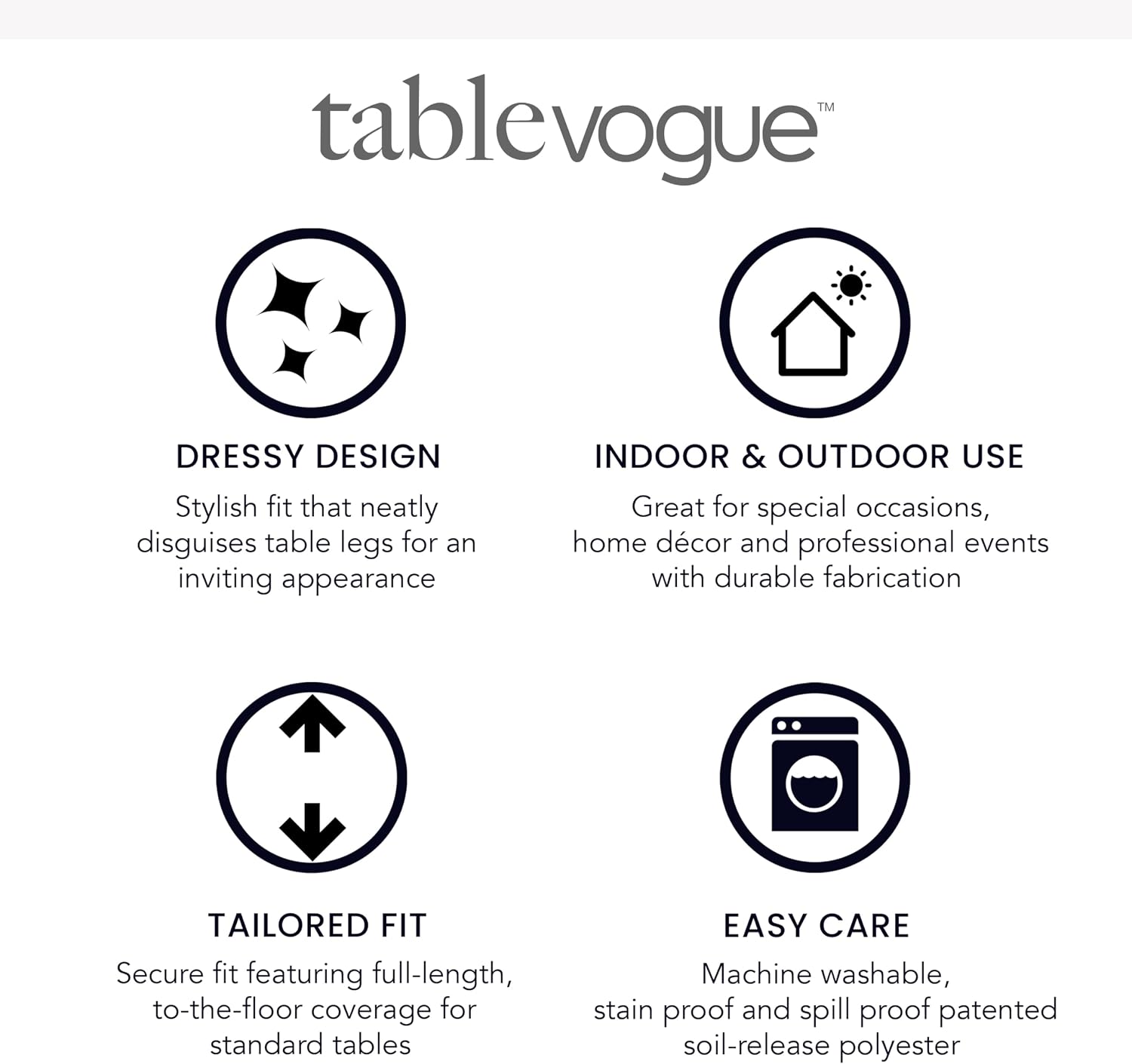 Detalle de Tablevogue Fitted Tablecloth, 96 x 30 Inches