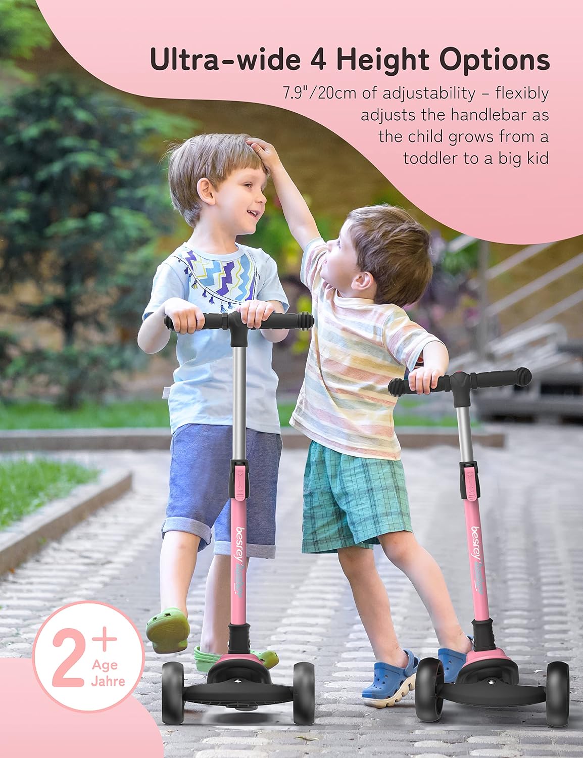 Detalle 2 de besrey Kinder-Scooter Big Wheels, verstellbar 59–83 cm