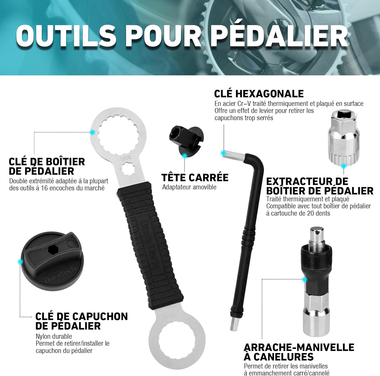 Thumbnail 4 de Kit d’outils de réparation vélo DURATECH 41 pièces avec mallette de transport