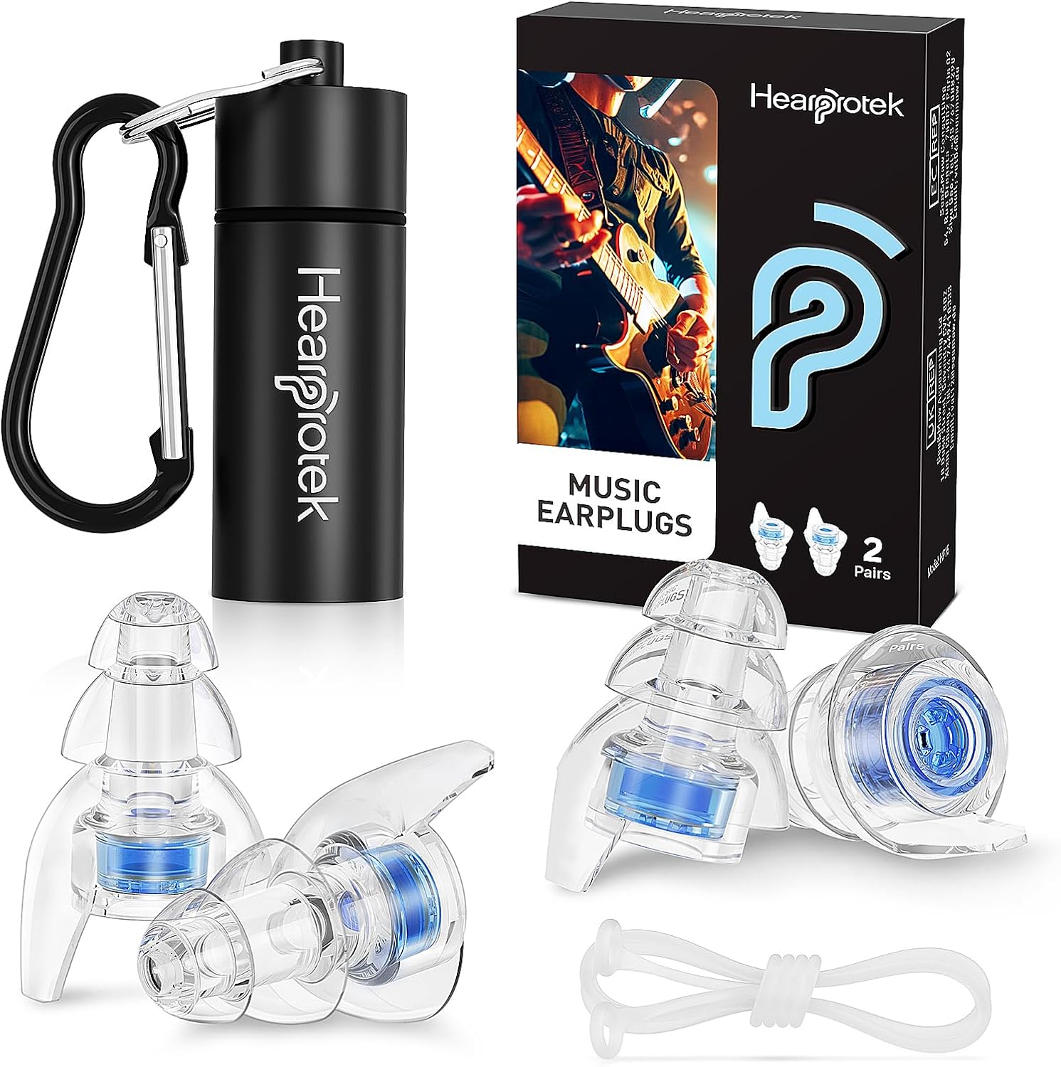 Detalle de Hearprotek Concert Ear Plugs: 2 Pairs of High-Fidelity, 20 dB Noise-Reduction Ear Protection