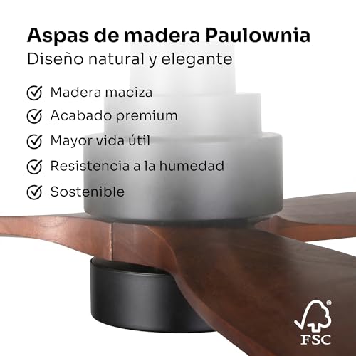 Detalle de Mellerware Ventilador de Techo Led Brizy: potencia, silencio y versatilidad en 132 cm