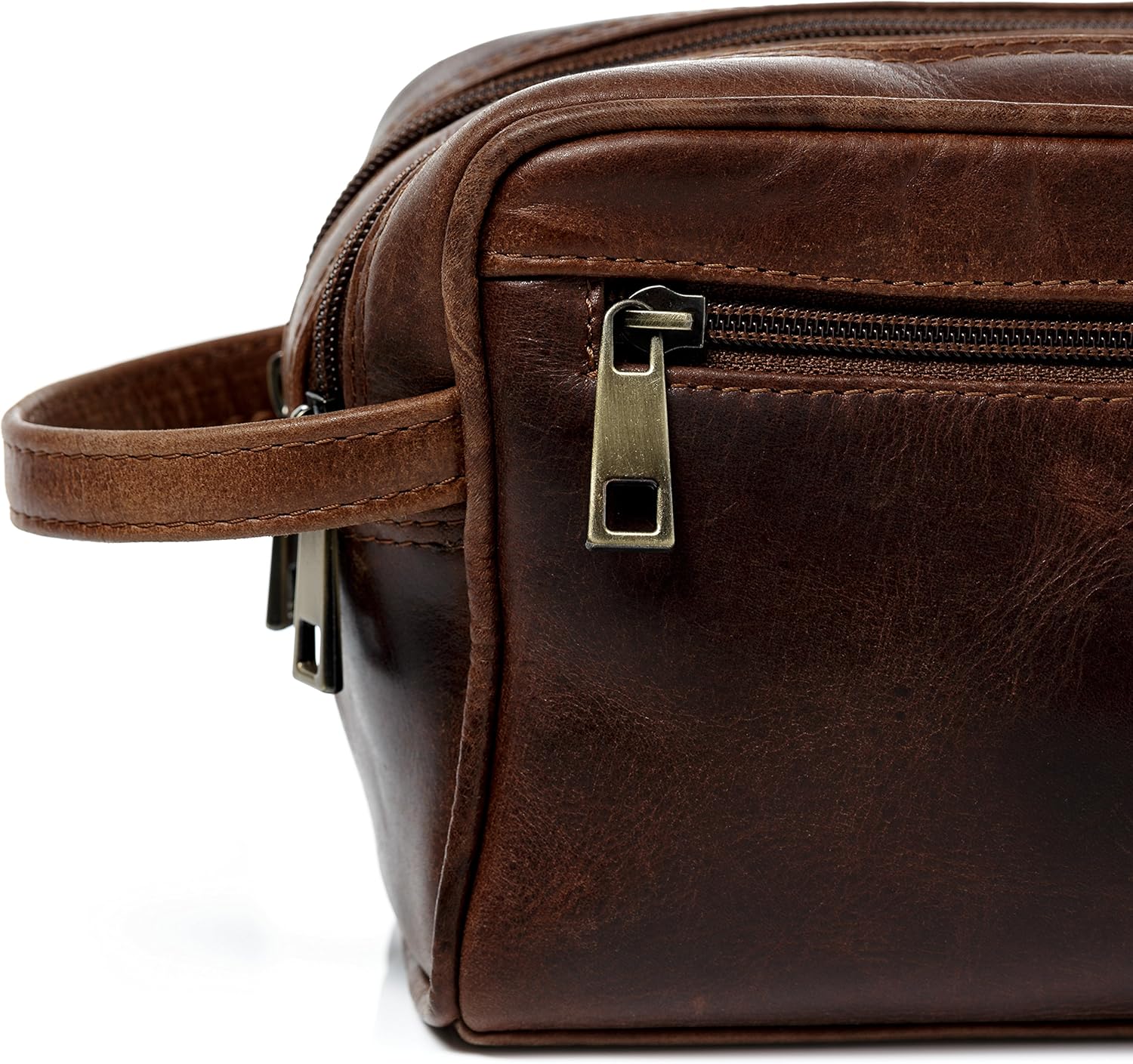 Detalle 2 de SID & VAIN Gatwick Large Leather Wash Bag – A practical, handmade toiletry companion