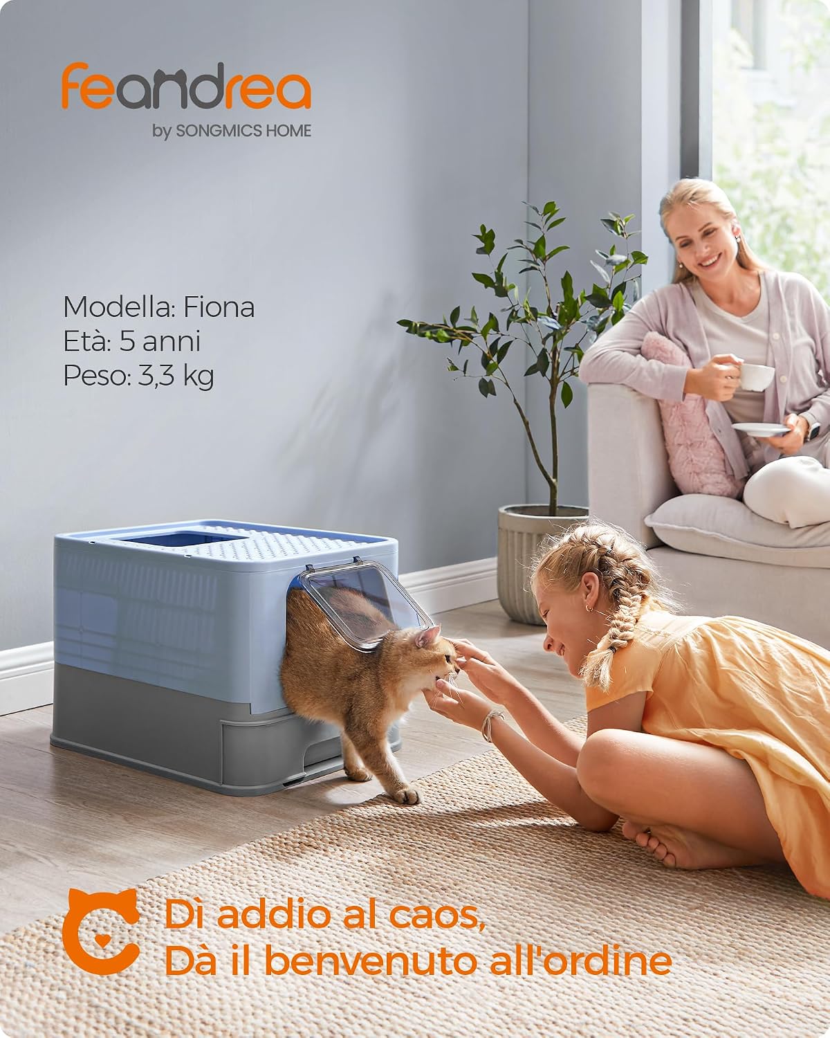 Detalle de Feandrea Lettiera nascosta blu, vassoio 15 kg