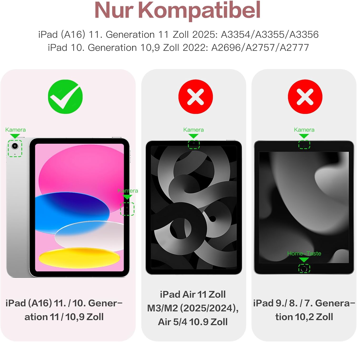 Detalle de Vobafe Hülle für iPad 11. Generation (A16) und iPad 10. Generation (11/10,9 Zoll) – mit Stifthalter, transparent, hellrosa