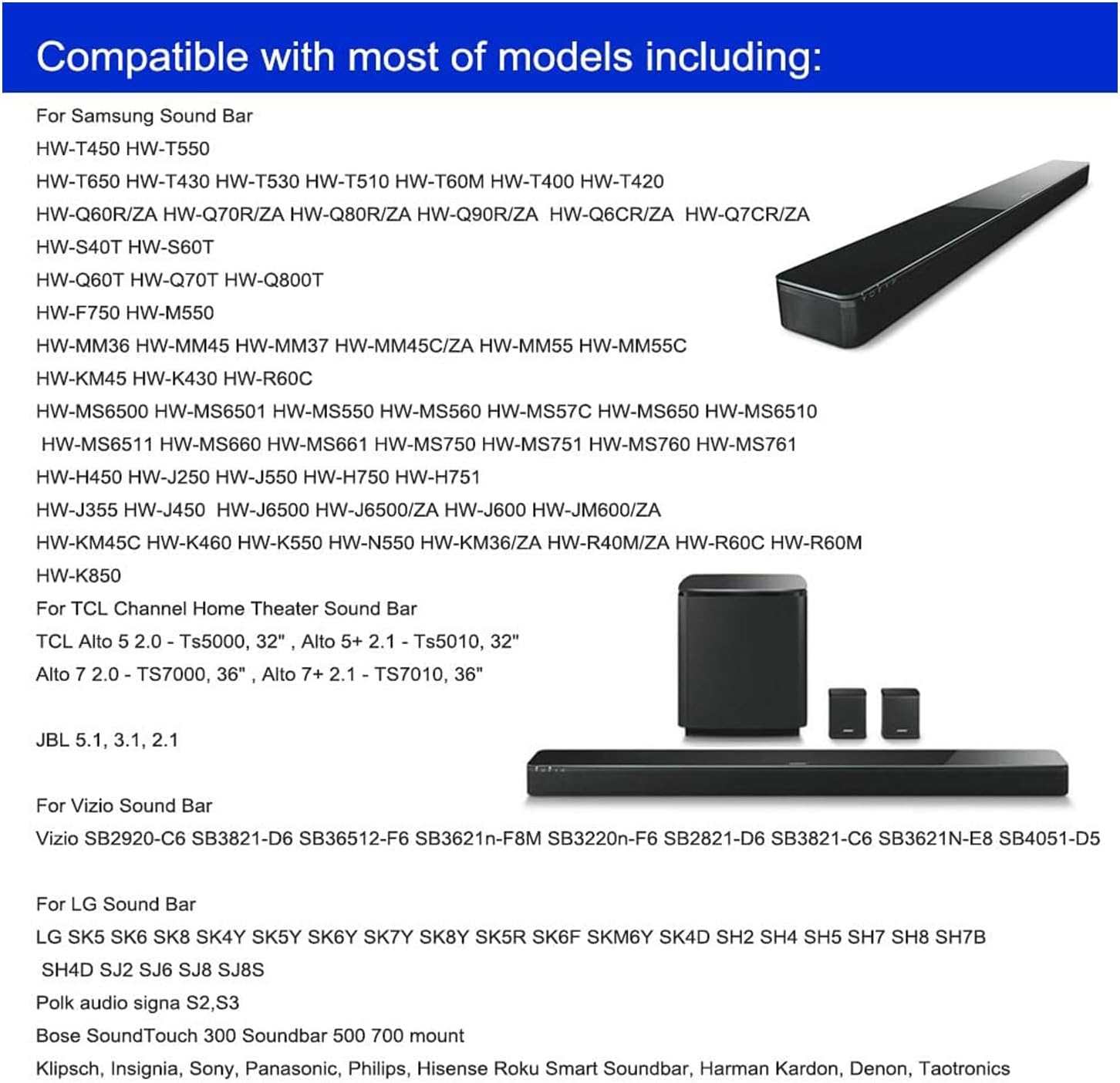 Thumbnail 2 de Alyphyly universal soundbar wall mount kit (wall mounting brackets with hardware)