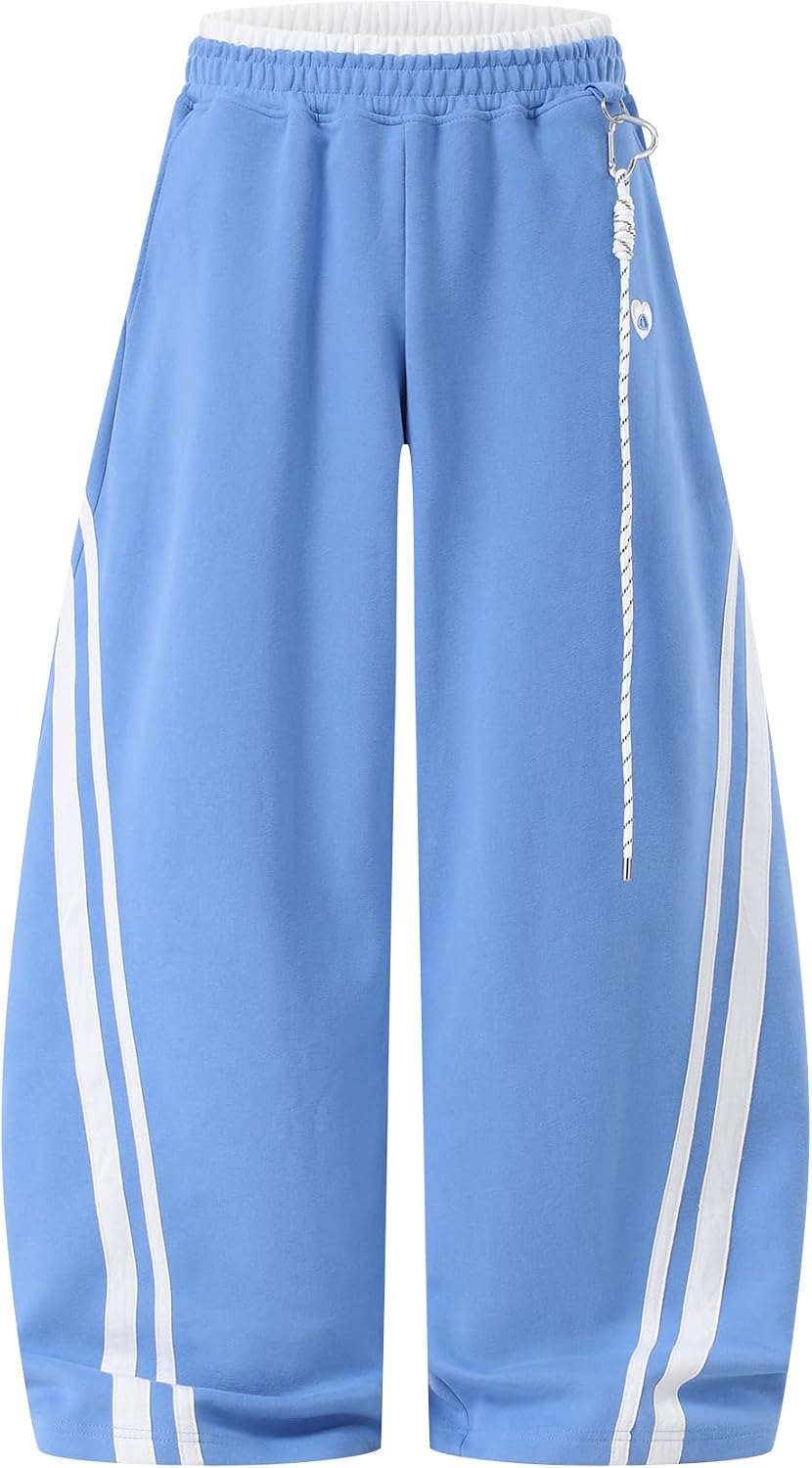 Detalle de Aelfric Eden Striped Barrel Sweatpants, Wide-Leg Fit and Elastic Double Waist