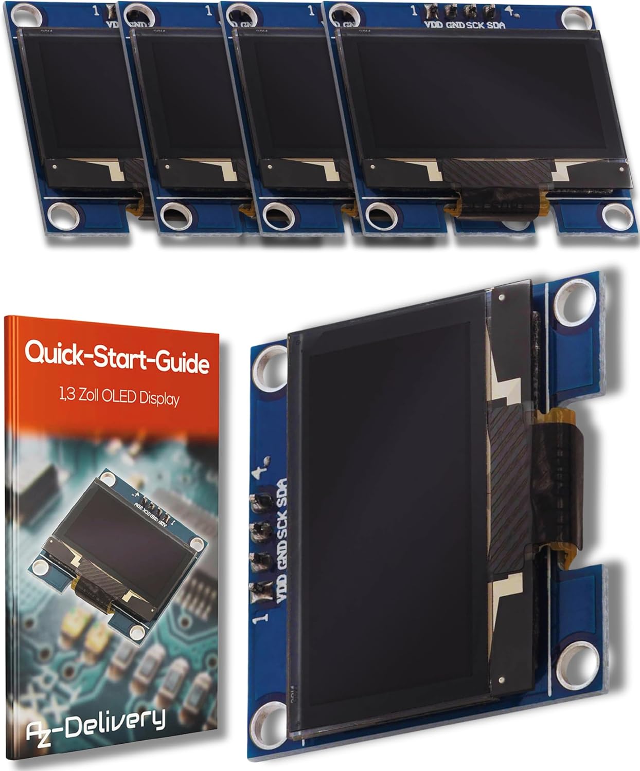 AZDelivery 1,3" OLED Display (128×64) mit I2C & SSD1106 für Arduino und Raspberry Pi