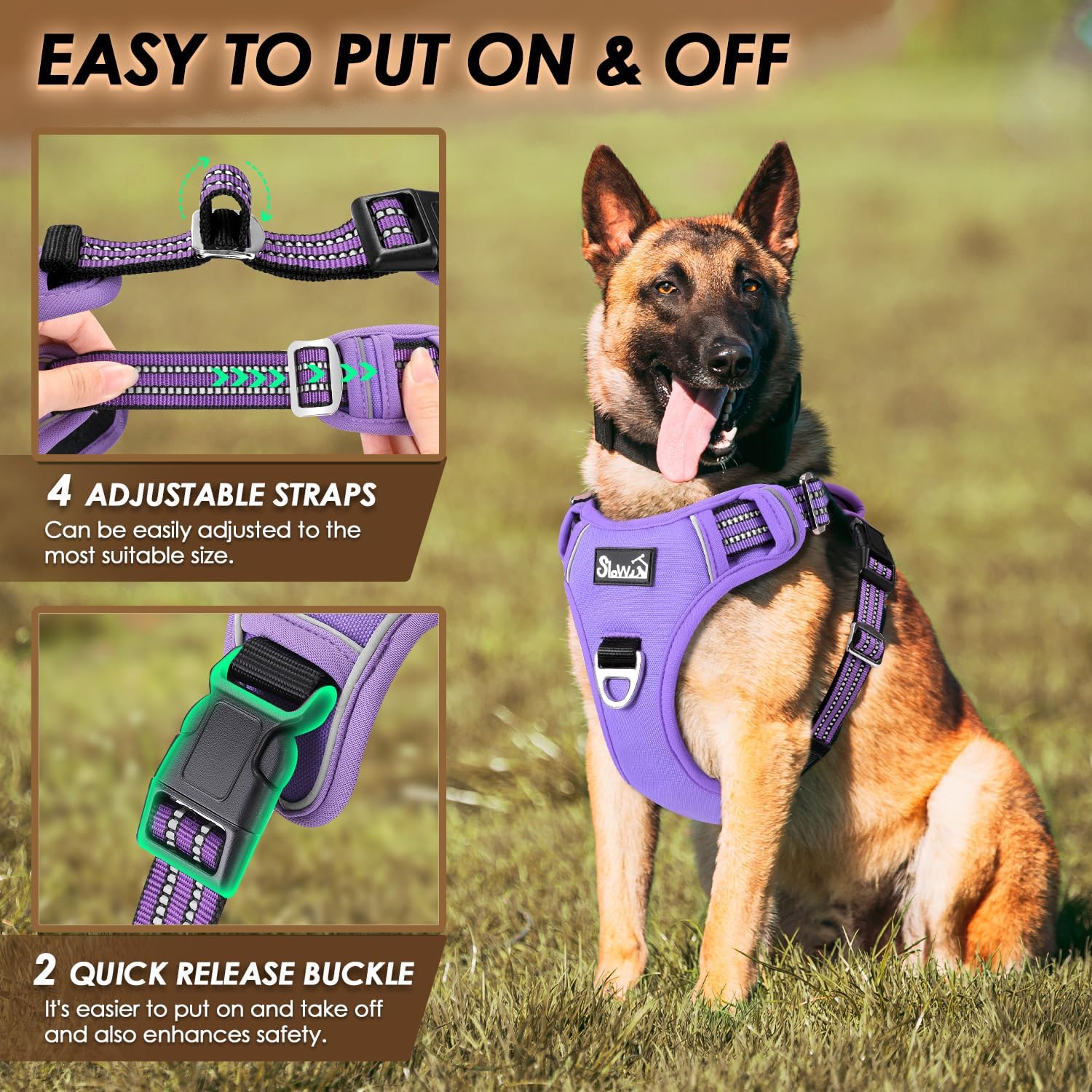 Thumbnail 6 de Eyein Dog Harness Large Dog — Anti-Pull, Adjustable Heavy Duty Vest (L)