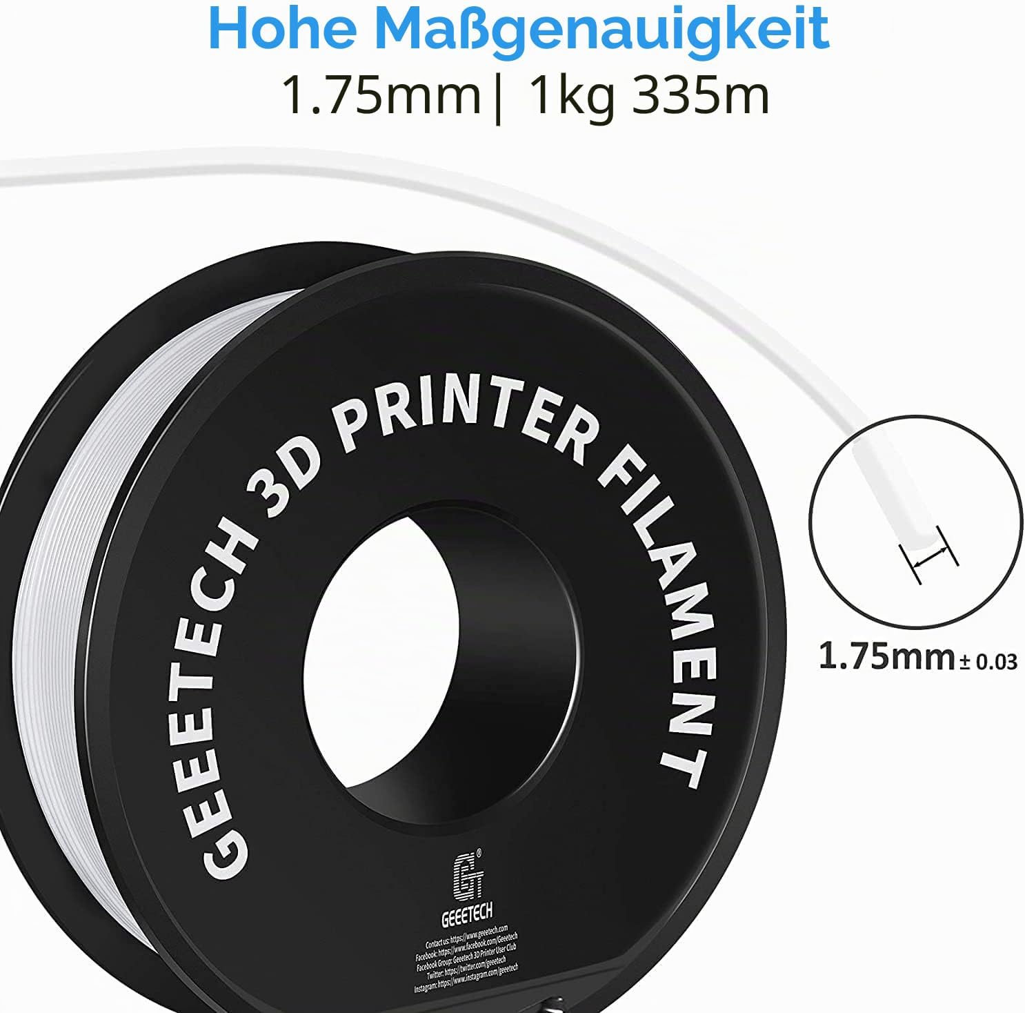 Detalle de GEEETECH PLA-Filament 1,75 mm 1 kg Weiß