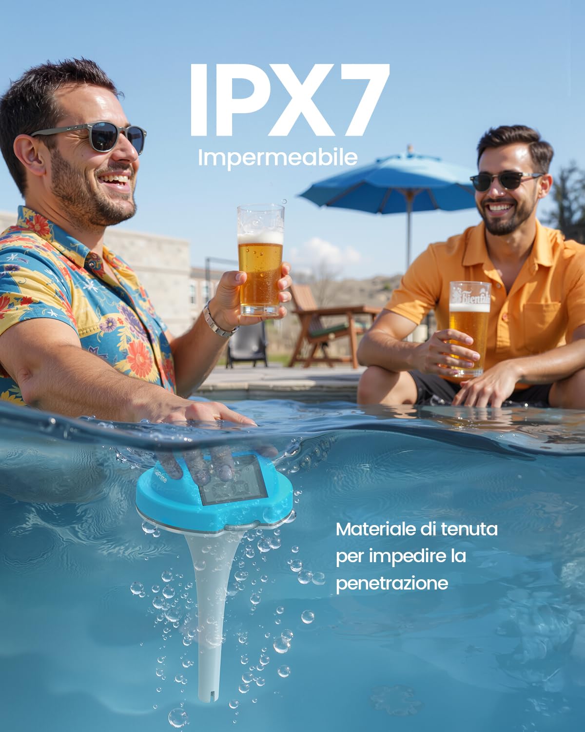 Thumbnail 5 de PoolPrime Termometro Piscina a Doppio Schermo con display digitale, galleggiante IPX7 e pannello solare