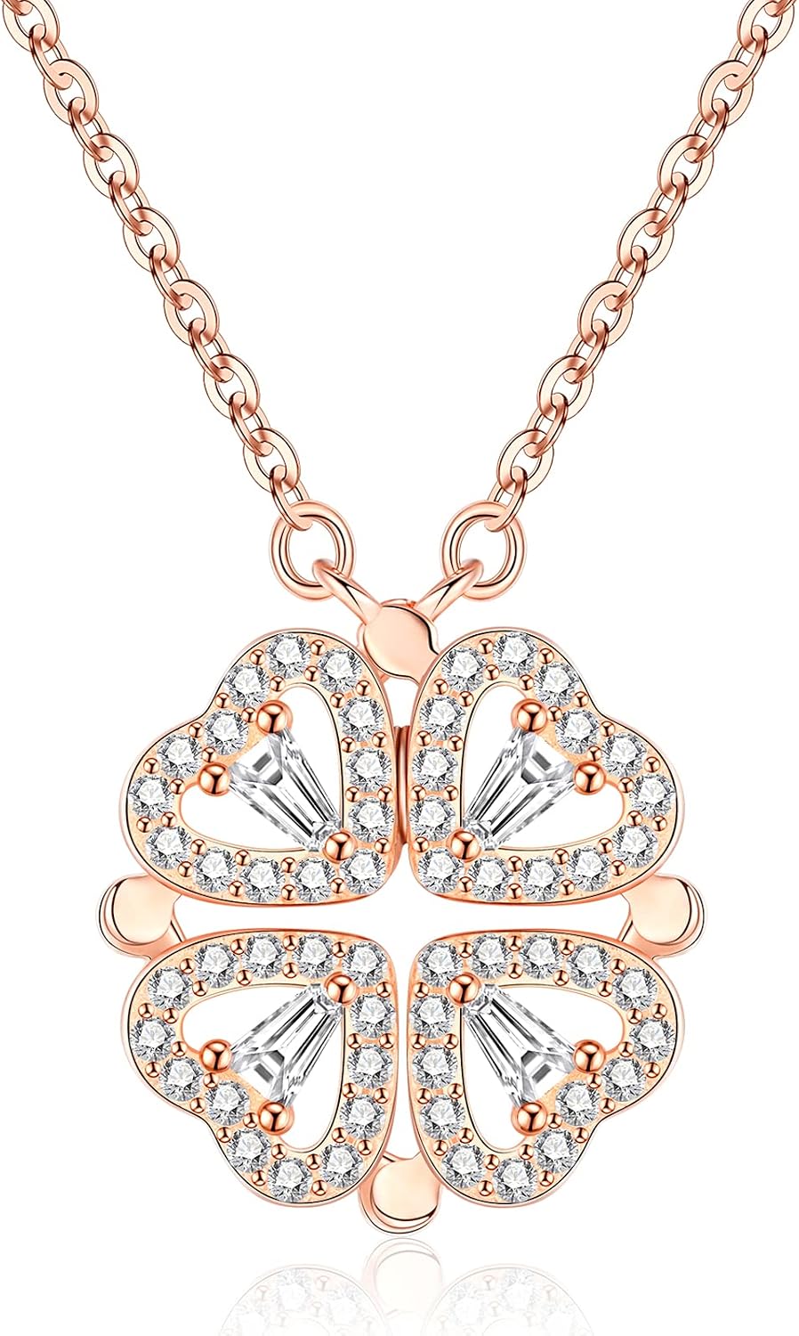 Detalle de Collier porte-bonheur Jrêveinfini Trèfle à 4 Feuilles en argent 925 pour femme et enfant