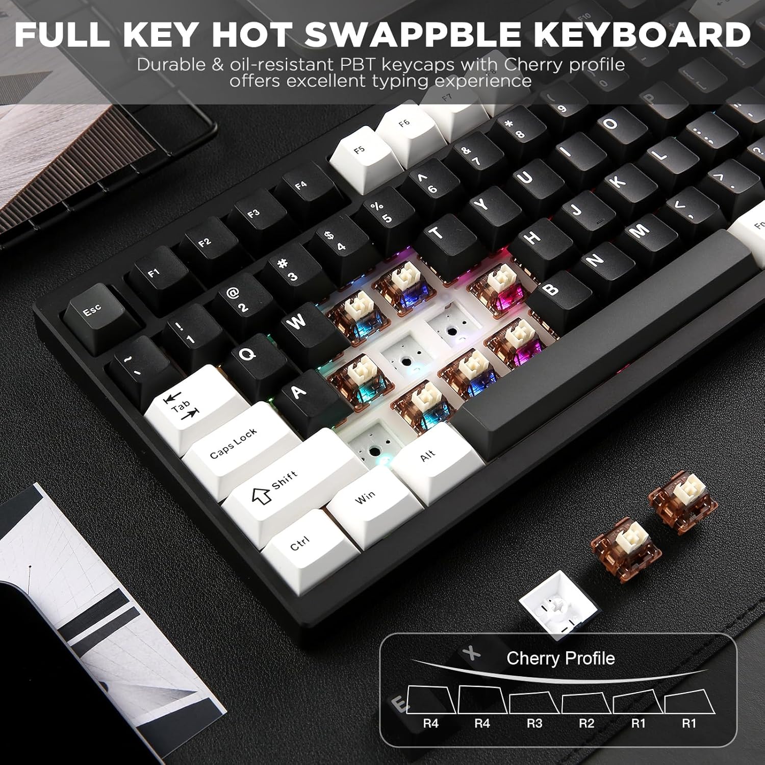 Thumbnail 5 de YUNZII AL80 Wireless Mechanical Keyboard with CNC Aluminum, 75% Layout, Hot-Swap, LCD, and QMK/VIA