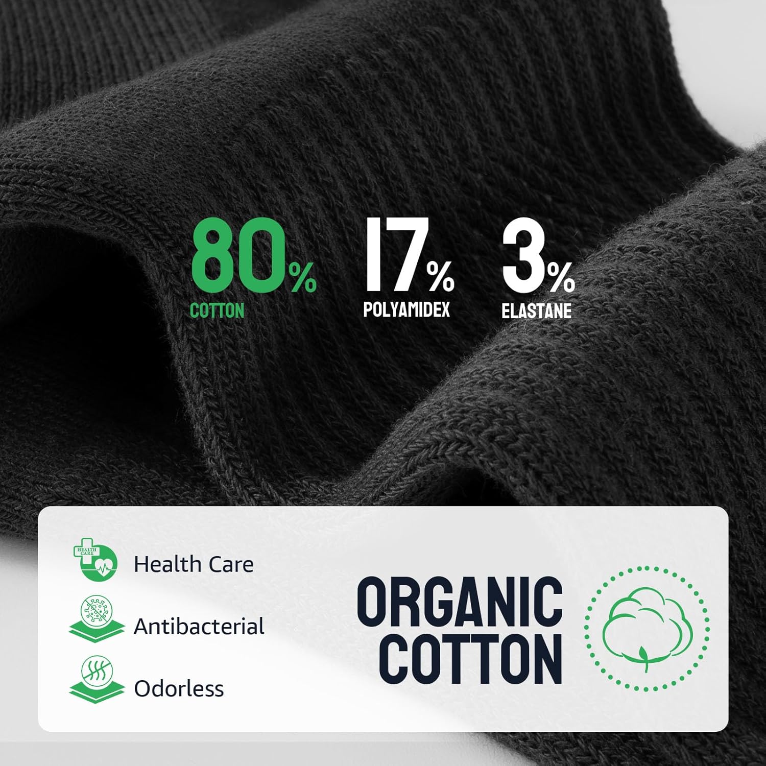Thumbnail 3 de Alaplus Men's Hiking Socks Breathable Cotton Crew – Multipack (5/6 Pairs)