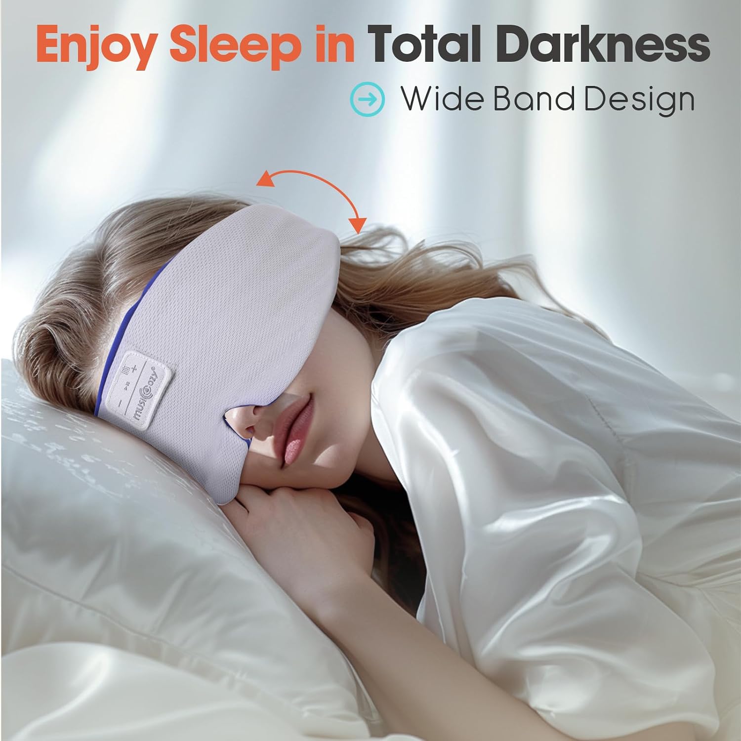 Detalle de MUSICOZY Sleep Headphones: Ice Silk Sleep Mask with Bluetooth 5.4 for Side Sleepers