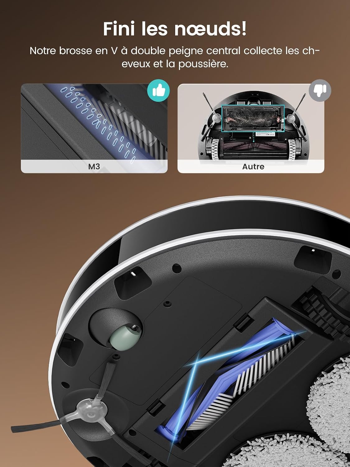 Detalle de Lefant M3 Robot Aspirateur Laveur avec Station Multifonctionnelle — 12 000 Pa, Navigation dToF, 220 min d’autonomie