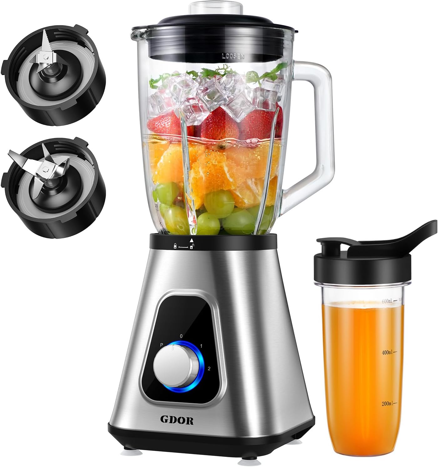Detalle de GDOR 1200W Standmixer Glas 2-1