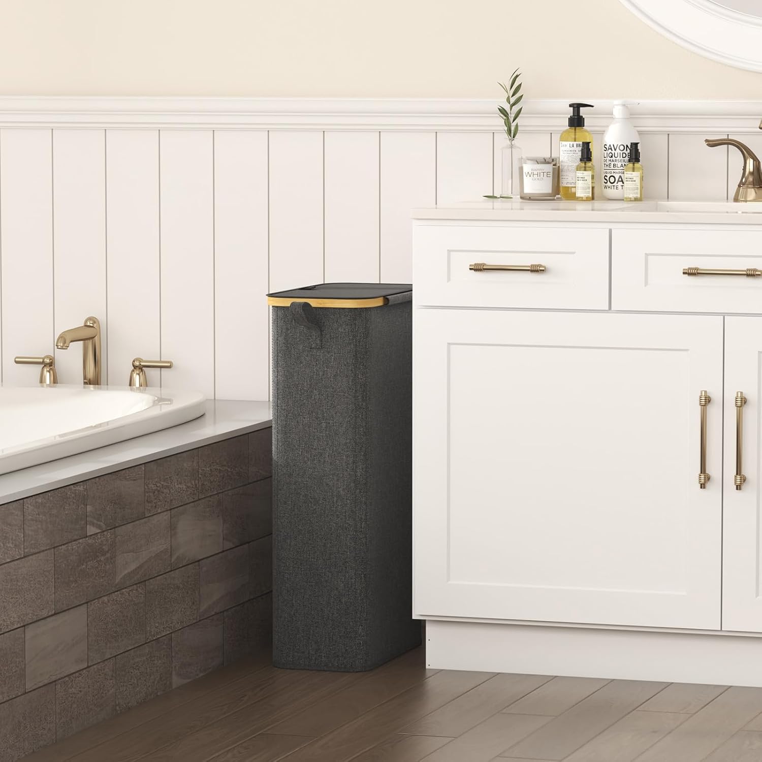 Thumbnail 1 de Lifewit 65L Wäschekorb Schmal mit Deckel – faltbar, mit Innentasche, dunkelgrau