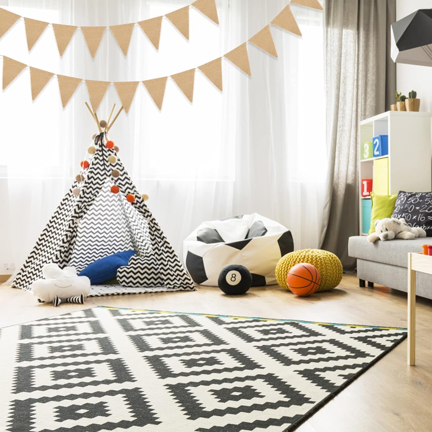 Detalle 1 de JijAcraft Wimpelkette Jute Outdoor Wetterfest 15 m