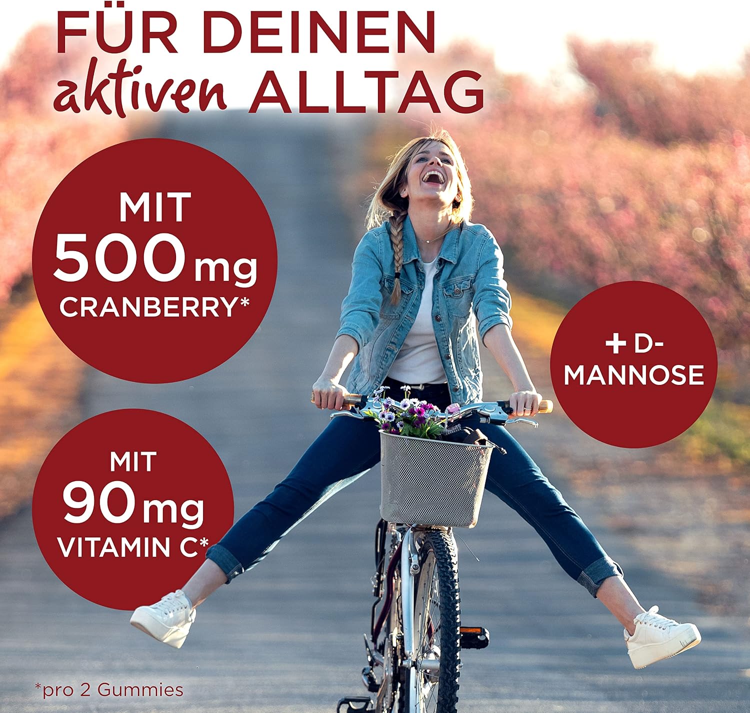 Detalle de Cranberry Gummibärchen 3in1 mit D-Mannose und Vitamin C (60 Stück) – als Alternative zu Cranberrypulver