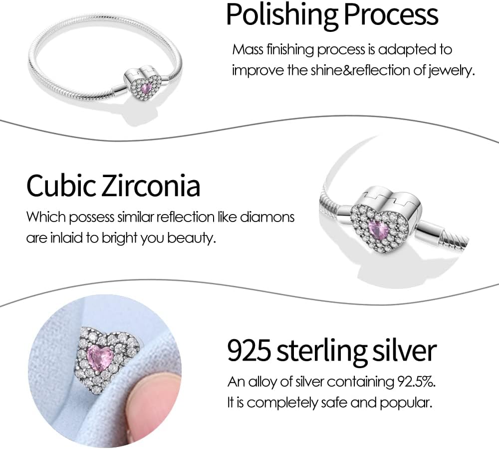 Detalle de TINSLO Damen-Armband aus 925 Sterling Silber mit Herz-Verschluss und Schlangenglieder-Design