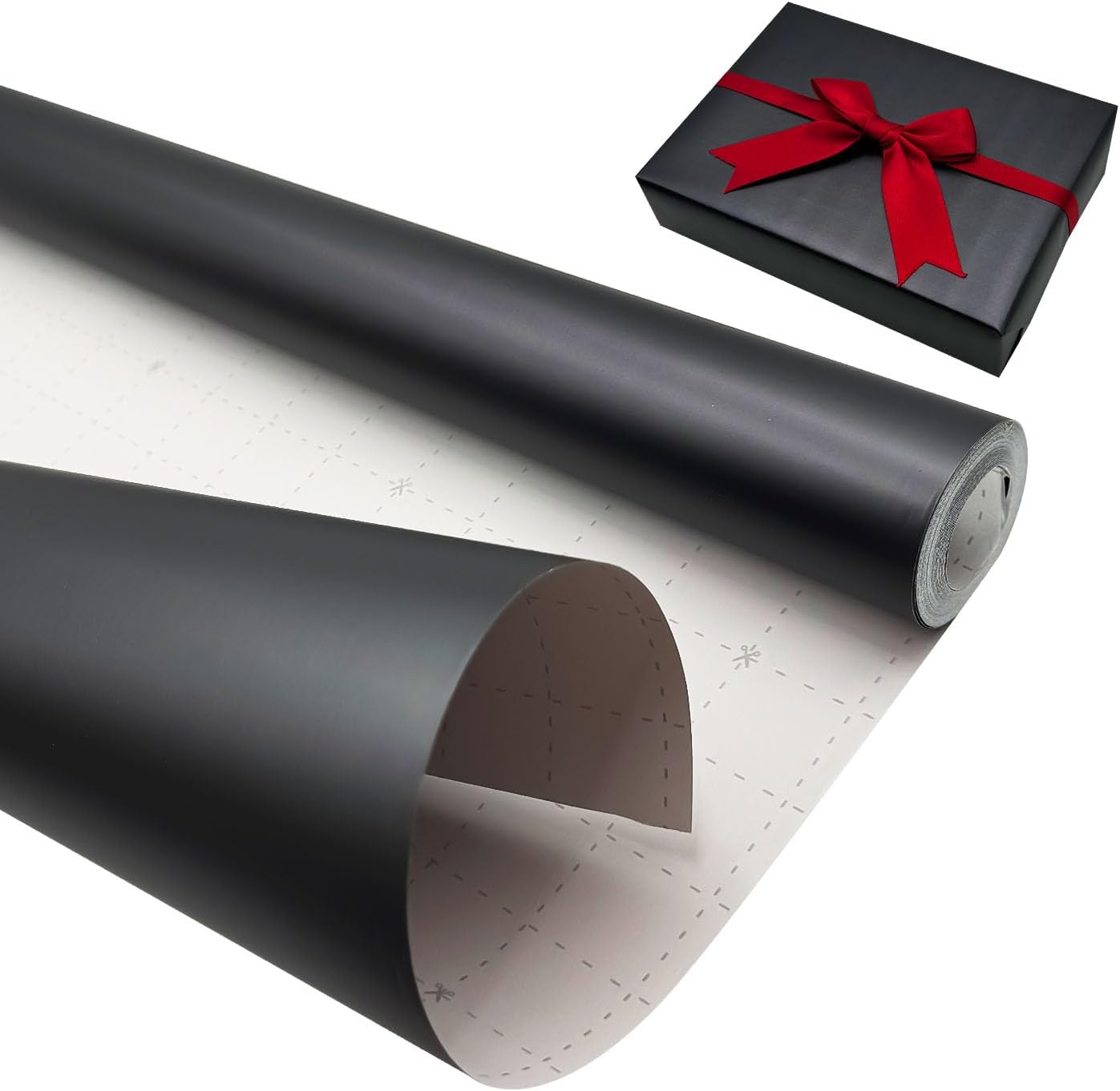 Detalle de Black Matte Wrapping Paper Roll (43cm x 12m) – Pearly Lustre Solid Colour Gift Wrap