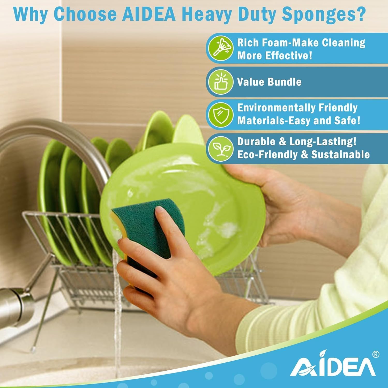 Thumbnail 4 de AIDEA Sponges Kitchen: Heavy Duty Dish Sponge — 12 Pack
