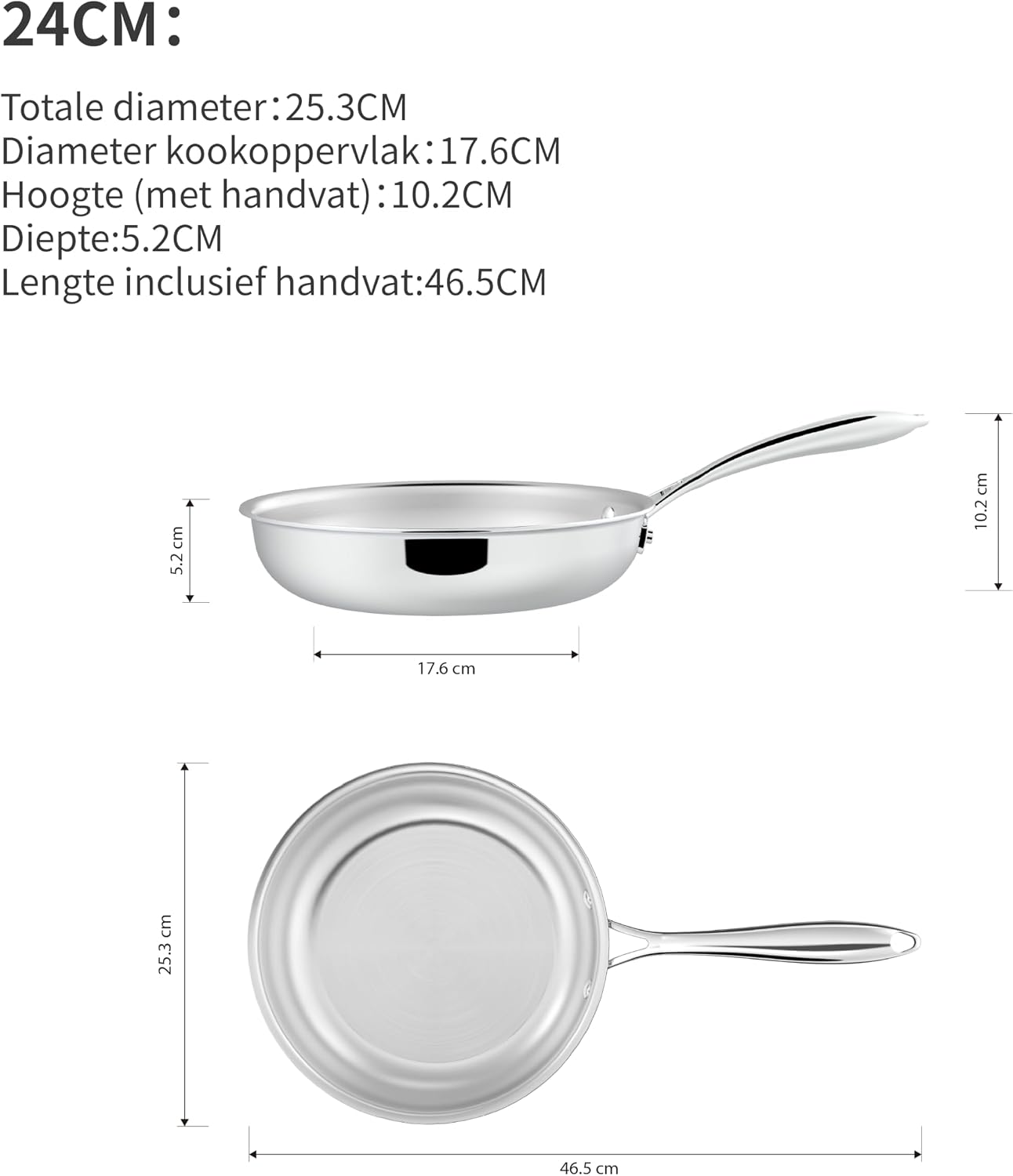 Detalle 2 de SANFELA S01020000DE 5-laagse koekenpannenset 24 en 28 cm van roestvrij staal