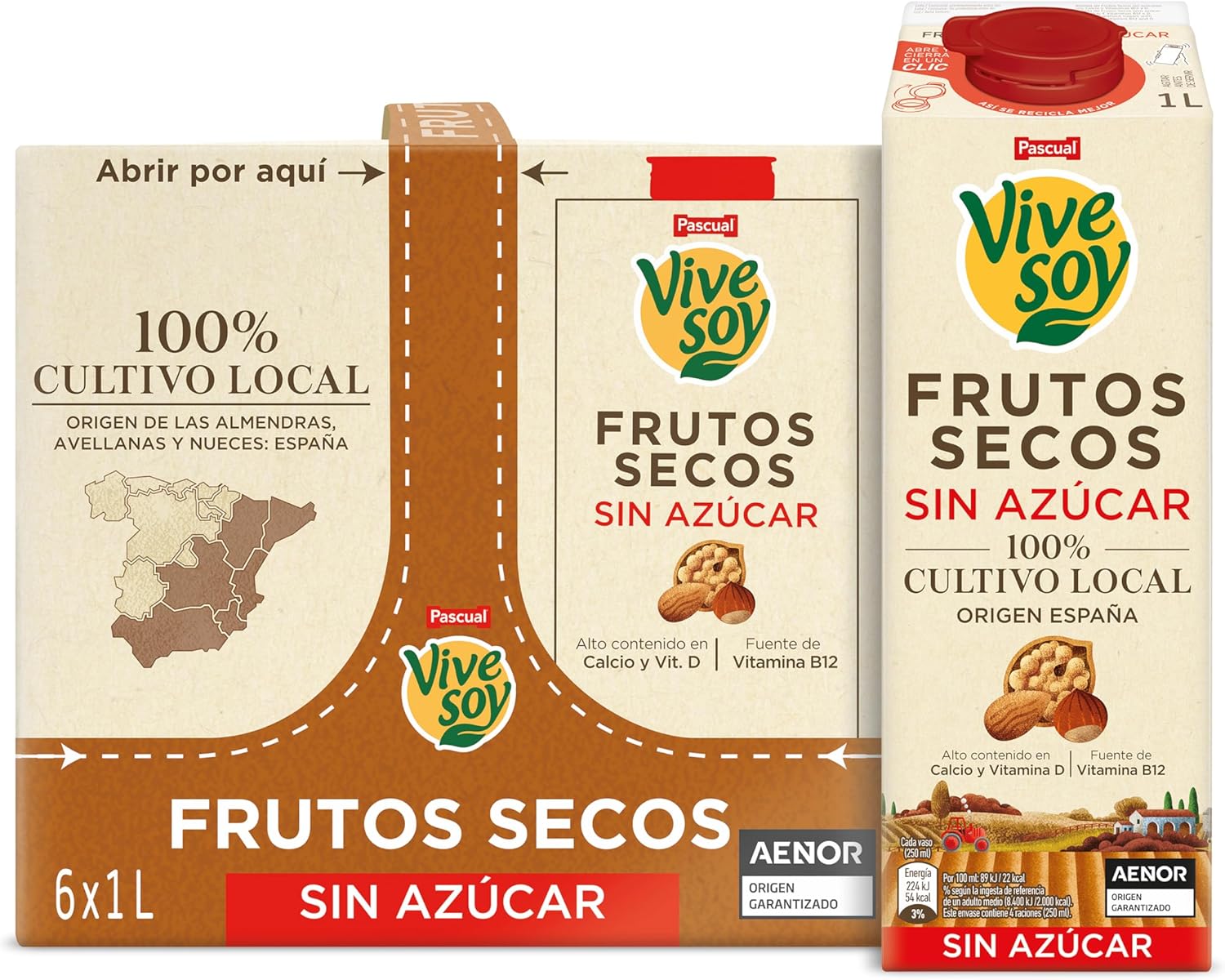 Detalle de Vivesoy Bebida Vegetal de Avena Sin Azúcar 100% Cultivo Local (Pack 6 x 1L)