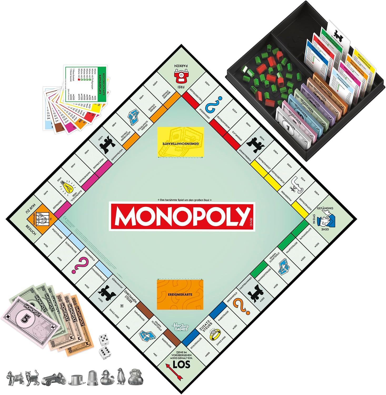 Detalle de Monopoly Basisspiel mit Aufbewahrungsfach und größeren Spielfiguren – Deutsche Fassung