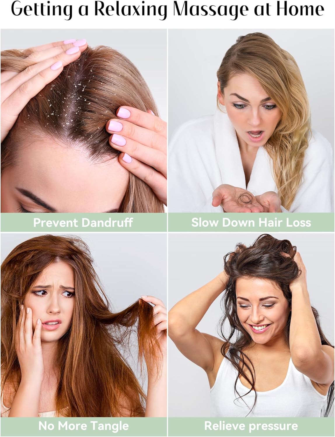 Thumbnail 6 de HEETA Masseur de cuir chevelu en poils silicone souple pour la croissance des cheveux – Brosse à shampooing vert menthe