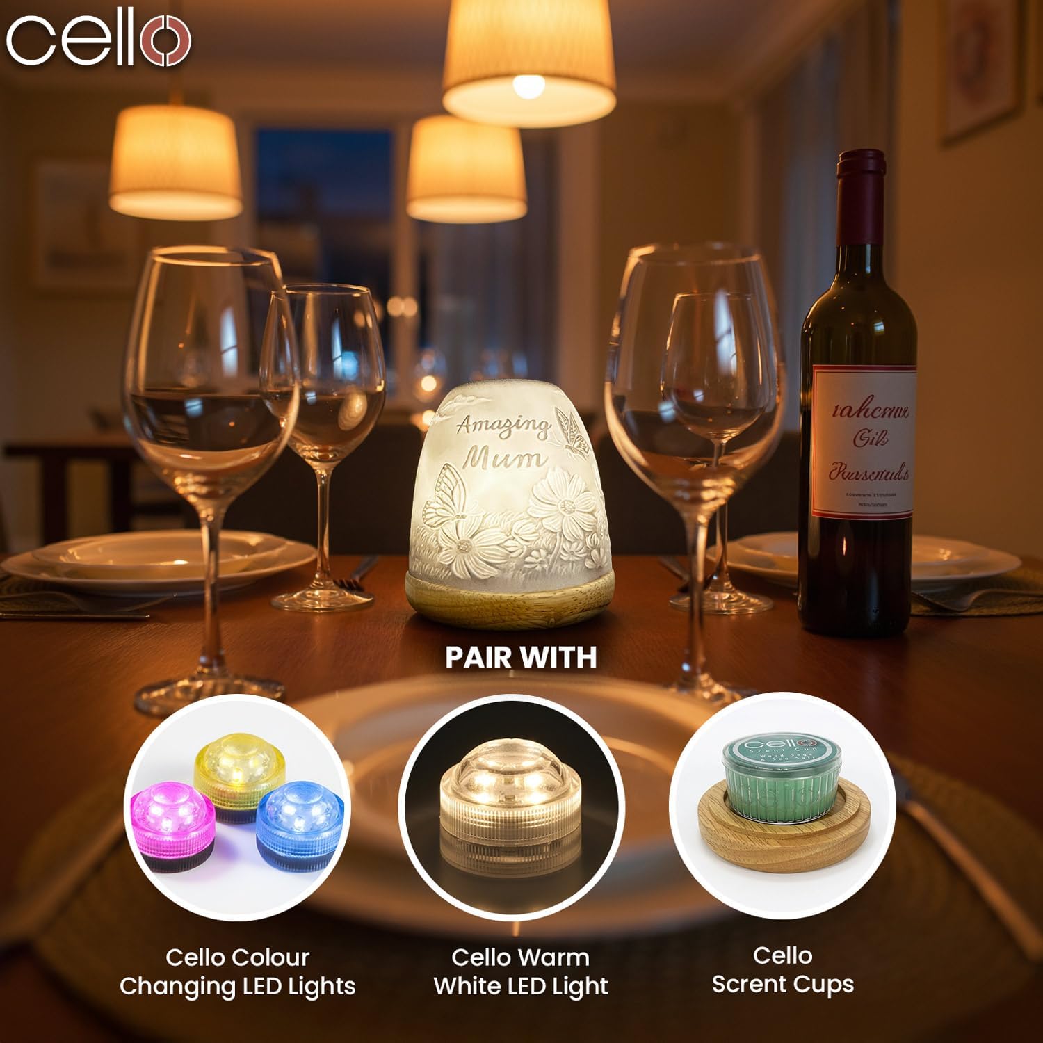 Thumbnail 3 de Cello Porcelain Tall Tealight Holder Dome (Teal) with 3D Projection for LED or Wax Candle