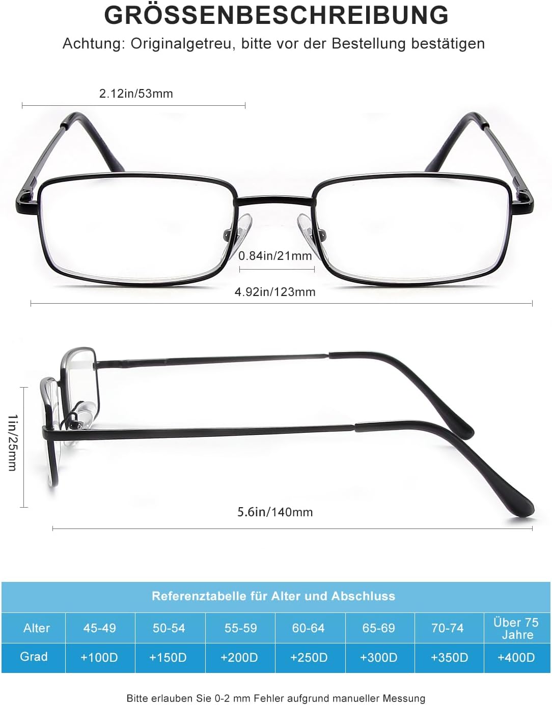 Thumbnail 2 de OKH 4er-Pack Lesebrillen für Männer mit Blaulichtfilter (Metallrahmen, UV400, Federscharnier) – schwarz