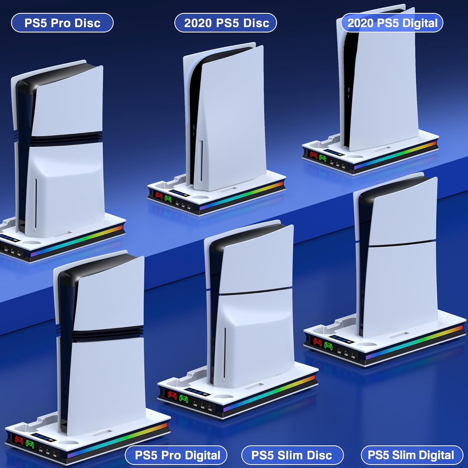 Detalle de ALEEMTRY PS5 Standfuß mit LED, 3-Stufen Lüfter