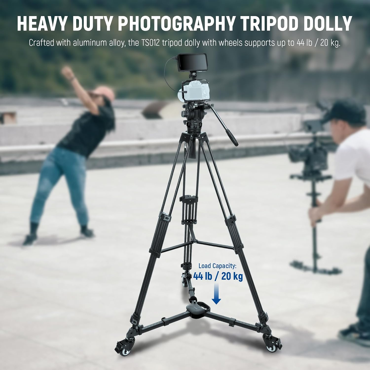 Detalle 2 de Neewer TS012 Photography Tripod Dolly with 3" Rubber Wheels, Quick Lock Release and Telescopic Legs